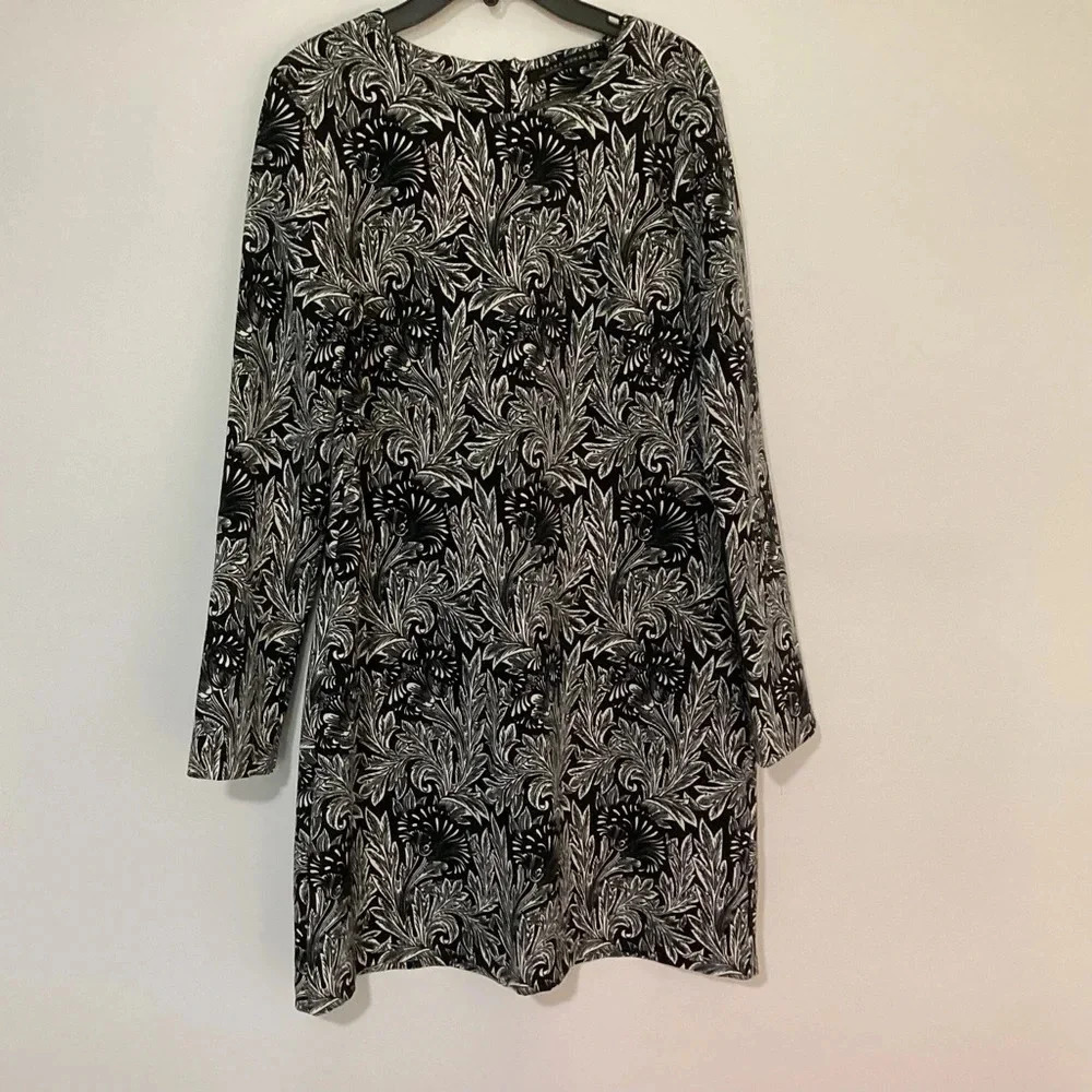 Zara Woman Black White Floral Dress Medium